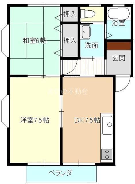 溜屋ハイツIII(2DK/1階)の間取り写真