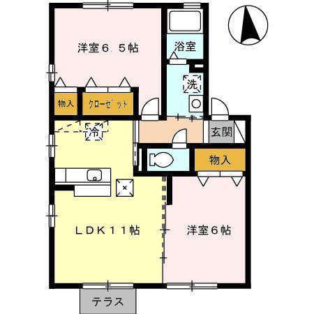 DEAR COURT(2LDK/1階)の間取り写真