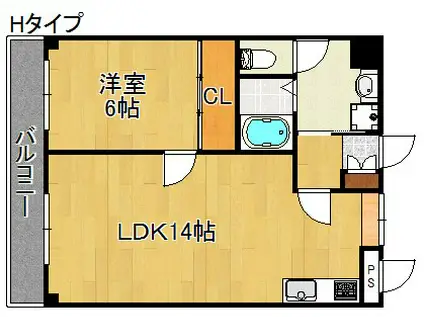 DAIKOマンション(1LDK/6階)の間取り写真