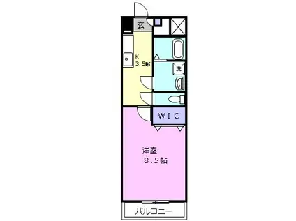 ミ カーサ・キタ(1K/4階)の間取り写真