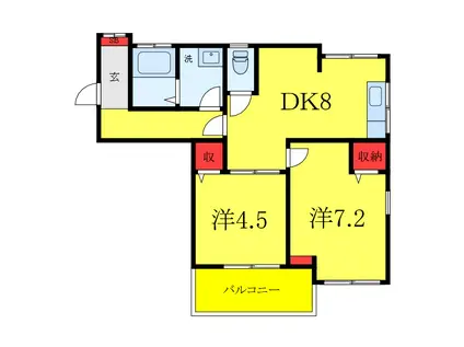 AOIハウス(2DK/2階)の間取り写真