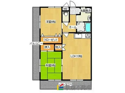 マウンテン・ヒル五番館(2LDK/5階)の間取り写真