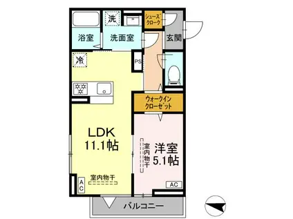 アンスリウム湘南台(1LDK/2階)の間取り写真