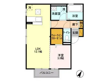 MALICA COURT 1(1LDK/1階)の間取り写真