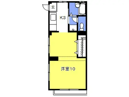 神山ハイツ(1K/2階)の間取り写真