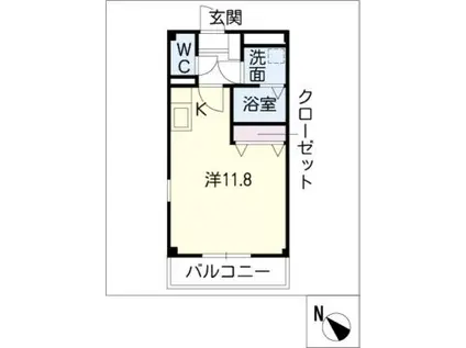 ラビデンス本新(ワンルーム/2階)の間取り写真