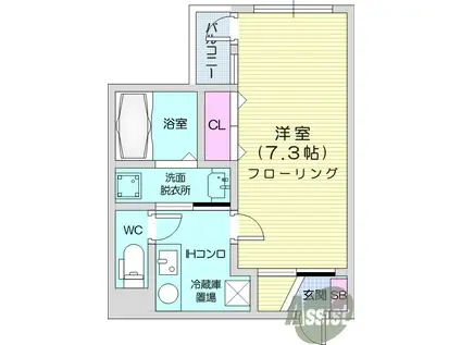 EXGRANDE長町1丁目(1K/3階)の間取り写真