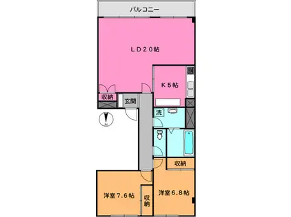 サニーサイドフラッツ(2LDK/2階)の間取り写真