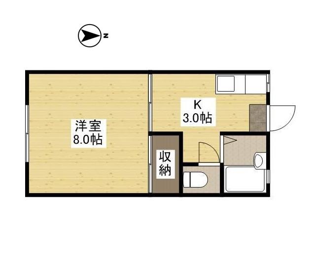 ヴィラ西町(1K/2階)の間取り写真