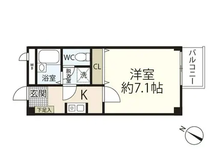 フォブール岡村(1K/2階)の間取り写真