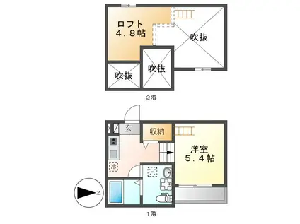 ロッカフォルテ(1K/1階)の間取り写真