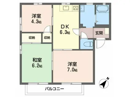 ガーデンハイム(3DK/2階)の間取り写真