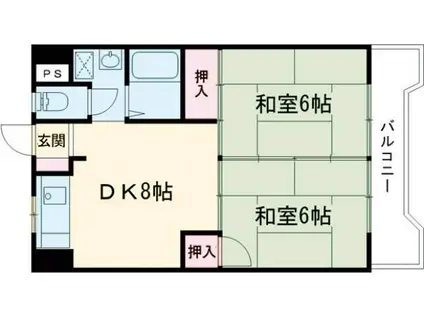 ハイネス佐藤(2DK/3階)の間取り写真