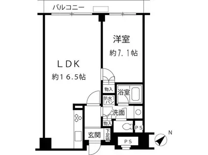 ルシマン月島(1LDK/11階)の間取り写真