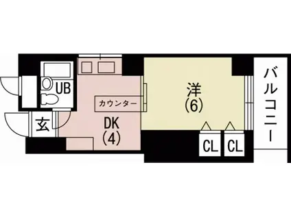 ルネッサンス広川(1DK/4階)の間取り写真