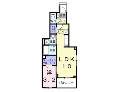 プロスペリタ島田橋(1LDK/1階)の間取り写真
