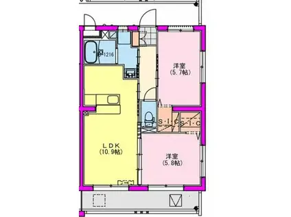 M10みまた(2LDK/5階)の間取り写真