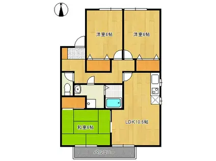 スノーウィーコートA(1LDK/2階)の間取り写真
