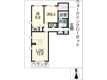 ミラパストラル(2LDK/1階)の間取り写真
