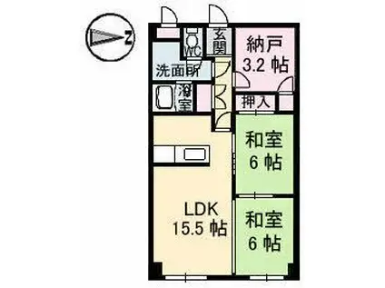 サンライズ三滝橋(2LDK/4階)の間取り写真