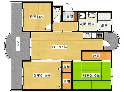ハイム沖本(3LDK/2階)の間取り写真