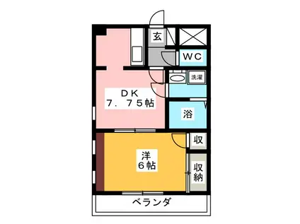 芝樋ノ爪KFマンション(1DK/2階)の間取り写真
