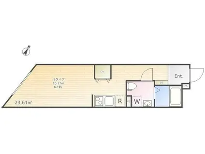 グロリア旗の台(ワンルーム/1階)の間取り写真