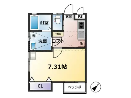 アフェット松戸(1K/2階)の間取り写真