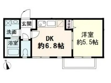 コーポヤマオカ(1DK/2階)の間取り写真