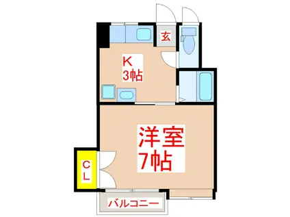 スカイハイツ1(1K/4階)の間取り写真