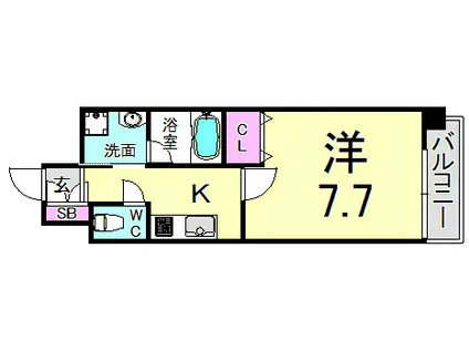 ピアグレース神戸(1K/13階)の間取り写真