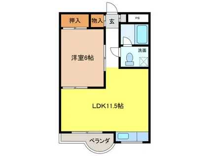 シェイーネマツノ 北棟(1LDK/3階)の間取り写真