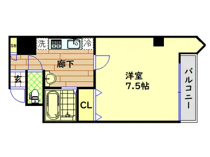 ラフォンテ阿波座(1K/9階)の間取り写真