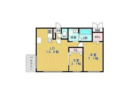 RESIDENCE LEA LEA(2LDK/2階)の間取り写真