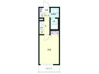 アンジュ淵野辺(1K/2階)の間取り写真