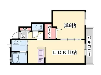 エルシス三木(1LDK/1階)の間取り写真