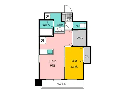 ベーシックビル博多(1LDK/12階)の間取り写真