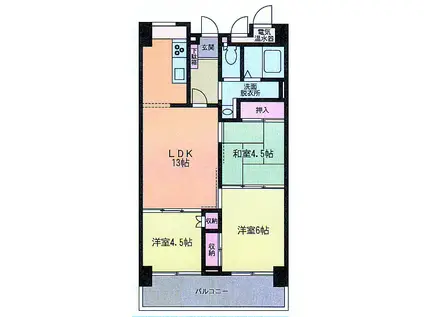 グリーングラス(3LDK/4階)の間取り写真