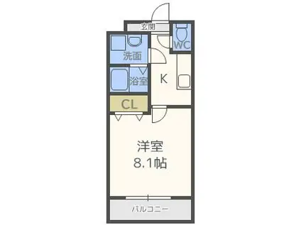 フジパレス浜寺サウスIII番館(1K/1階)の間取り写真