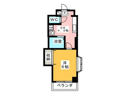 サンガーデンヒロII(1DK/3階)の間取り写真