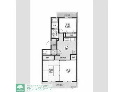 サンヒルズA棟(3DK/2階)の間取り写真