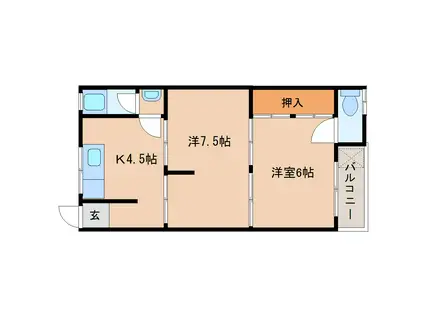 フェリース秋月(3K/1階)の間取り写真