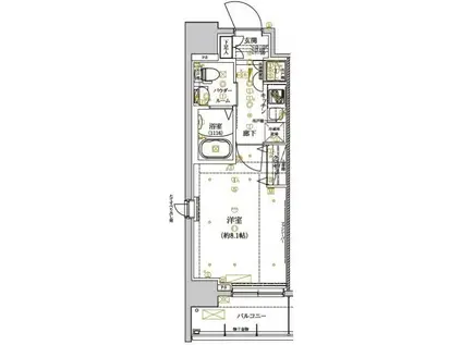 クレイシア王子(1K/15階)の間取り写真
