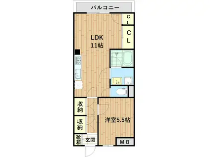 グリーンパーク・シオン(1LDK/1階)の間取り写真