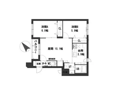 グランメール宮丘公園(2LDK/2階)の間取り写真