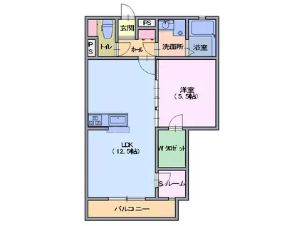 ブレイン鶴賀(1LDK/3階)の間取り写真