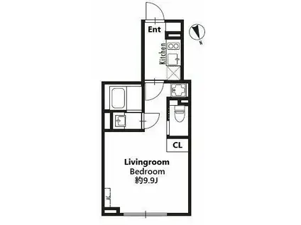 グランパセオ市谷仲之町(1K/3階)の間取り写真