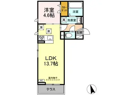 スカイハイ天神町(1LDK/1階)の間取り写真