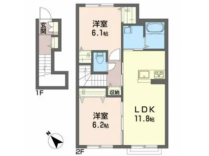 シャーメゾン・ステラ(2LDK/2階)の間取り写真