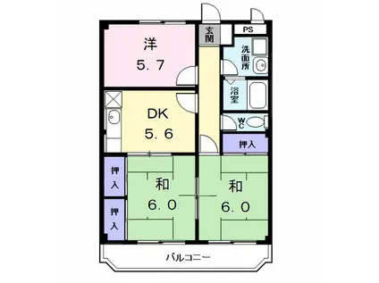 TSパレス(3DK/1階)の間取り写真